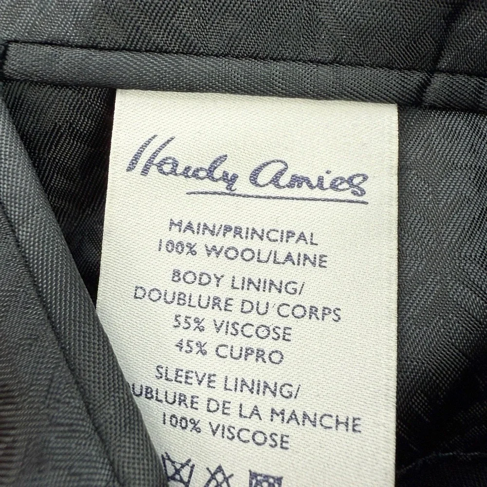 Hardy Aimes Black Wool 2 Button‎ Double Vent Blazer Jacket 46R Heddon Fit NWT